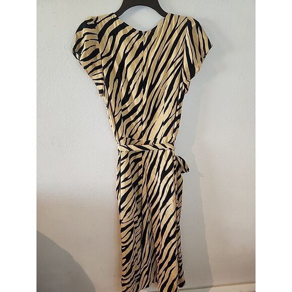 Talbots Floral Maxi Dress Size 12 NWT Animal Print Black Beige Striped - Picture 6 of 6